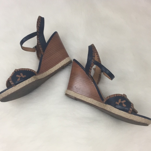 Navy Blue Jack Rogers Wedges - Picture 3 of 8